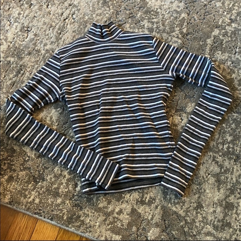 {Brandy Melville} Striped Mock Neck Top